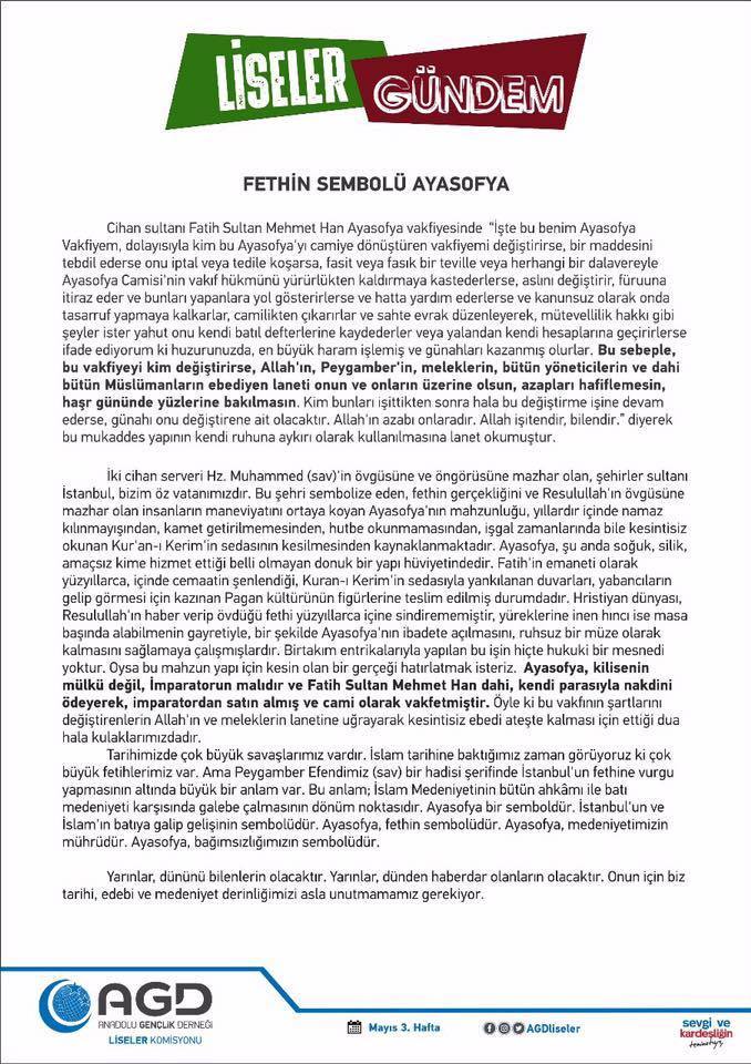 AGD FETİH COŞKUSUNU YAŞATMAYA DEVAM EDİYOR