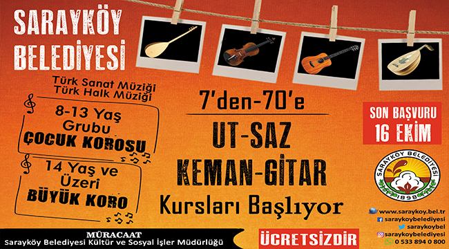 SARAYKÖY BELEDİYESİ’NDEN 7’DEN 70’E MÜZİK KURSU