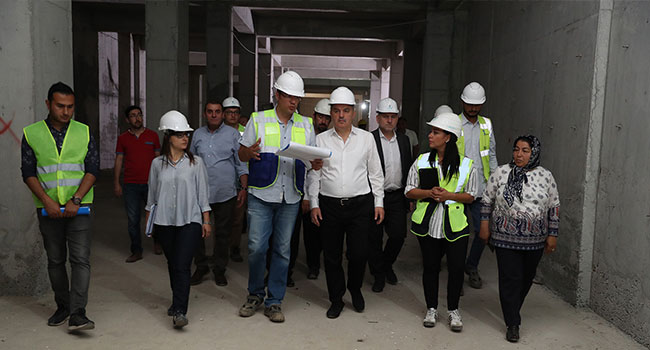 GÜRLESİN, İNŞATTA İNCELEMELERDE BULUNDU