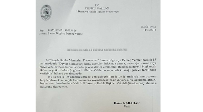 VALİLİKTEN RESMİ KURUMLARA YAZI GÖNDERİLDİ