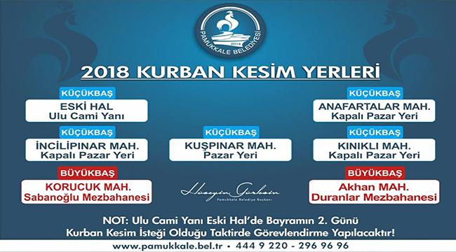 PAMUKKALE’DE KURBAN KESİM YERLERİ BELİRLENDİ