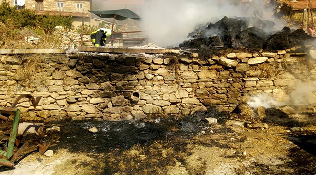 BULDAN'DA SAMANLIK ALEV ALEV YANDI