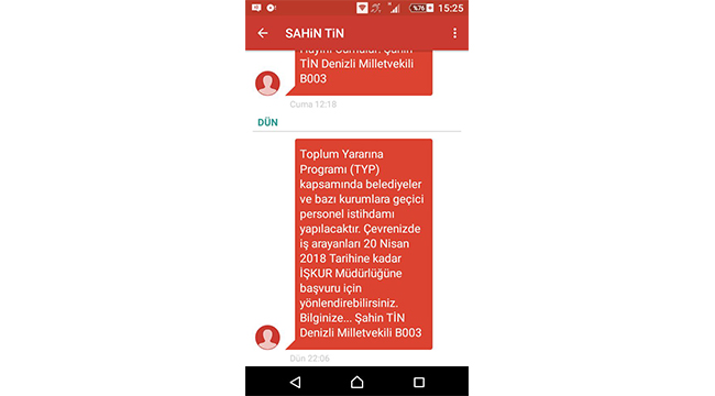 CHP’Lİ ARSLAN'DAN MİLLETVEKİLİ TİN'E SMS YANITI