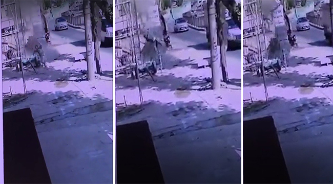 İŞÇİLERİN İSKELEDEN DÜŞME ANI KAMERADA