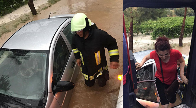 Araçta mahsur kaldılar