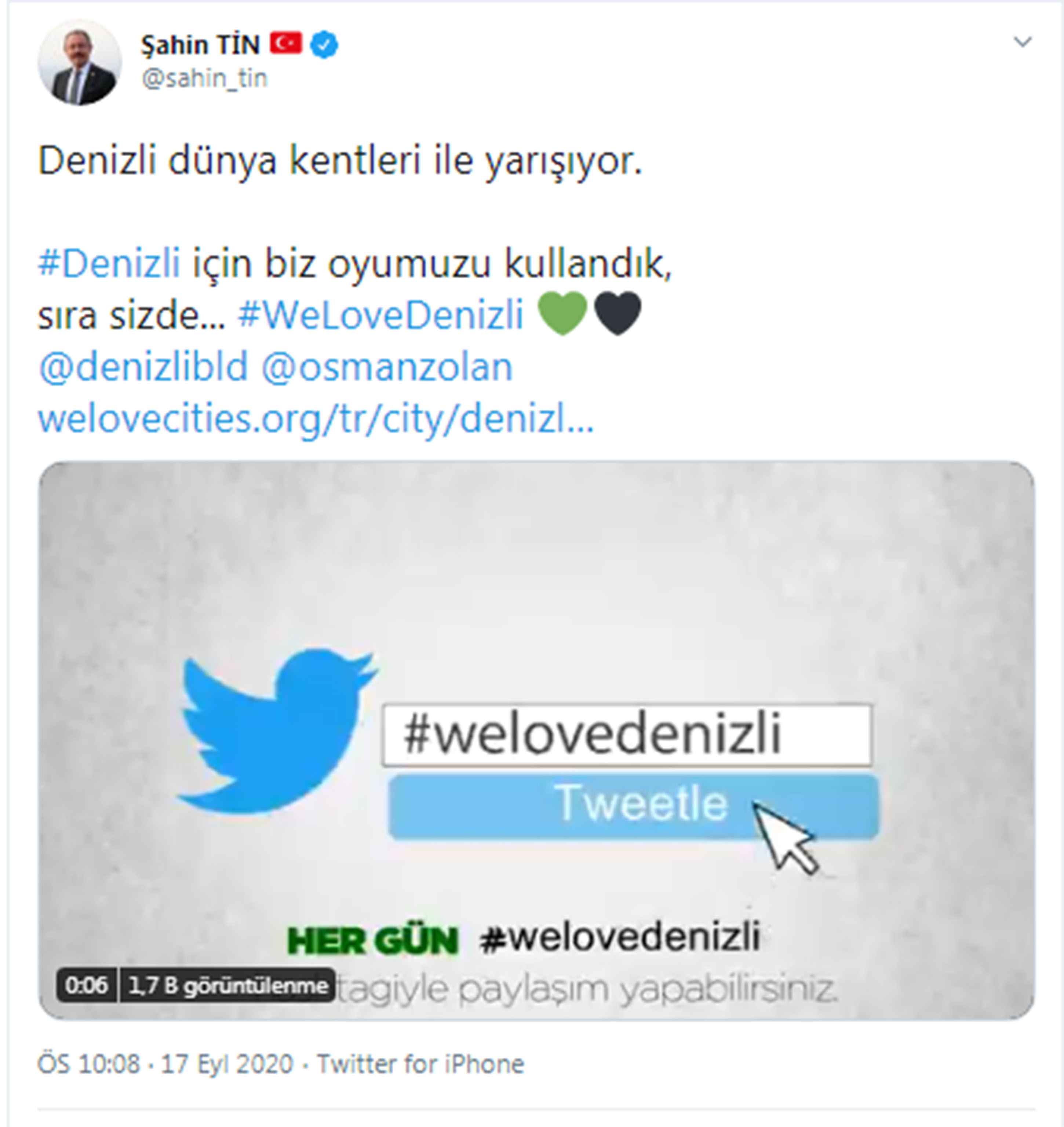 Denizli tek yürek "#WeLoveDenizli" diyor