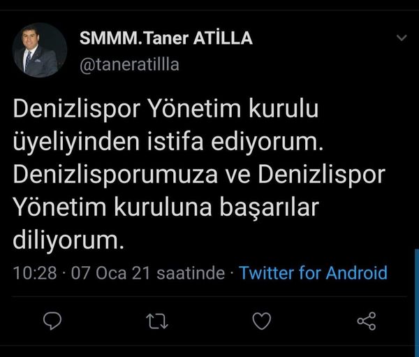 Taner Atilla istifa etti