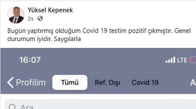 Başkan Kepenek'in Korona testi pozitif çıktı