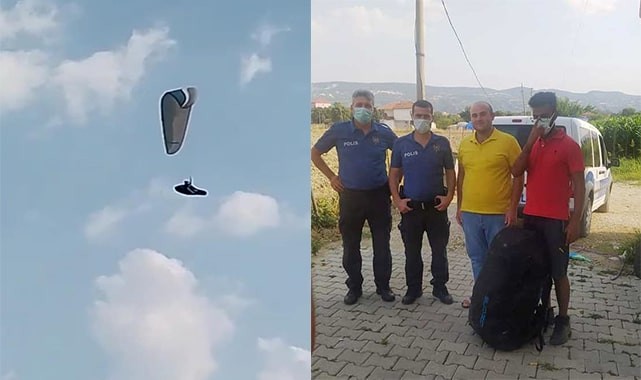 Rüzgara kapılan yamaç paraşütçüsü Selendi'ye acil iniş yaptı