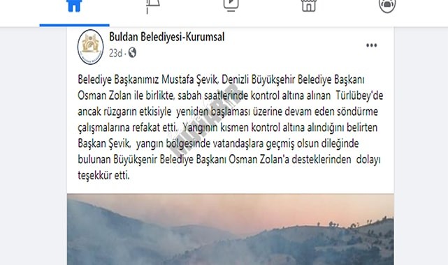 Türlübey yangını yenidenkontrol altına alındı