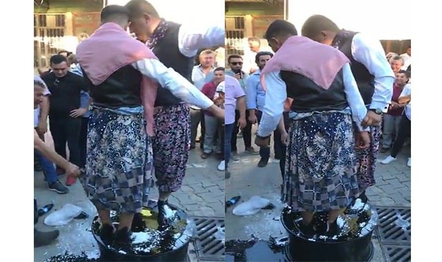 Damadı kara kazan üzerinde oynattılar