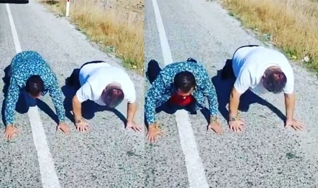 Ünlü sanatçı kaybettiği iddia yüzünden yol kenarında şınav çekti