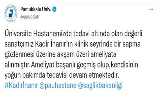 Kadir İnanır acil ameliyata alındı