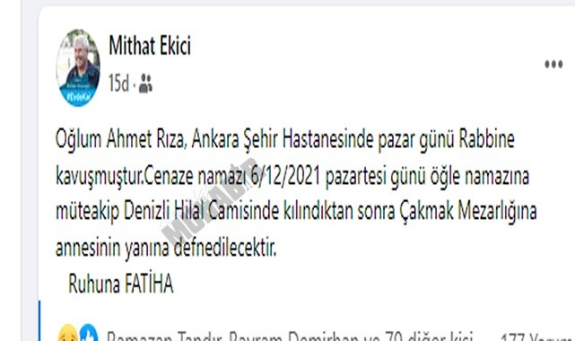 Oğul Ekici'nin cenaze programı belli oldu
