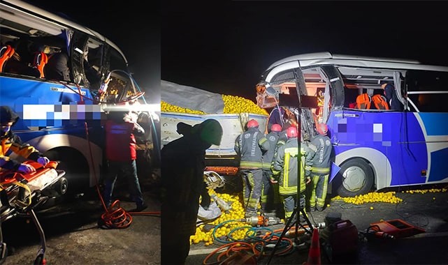 Yolcu otobüsü TIR'a çarptı: 1 ölü, 23 yaralı