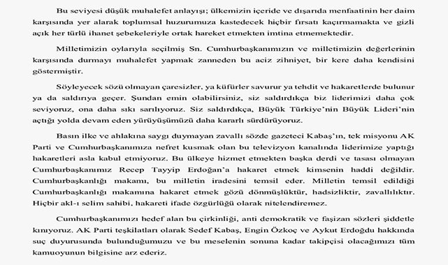AK PARTİ’DEN SUÇ DUYURUSU