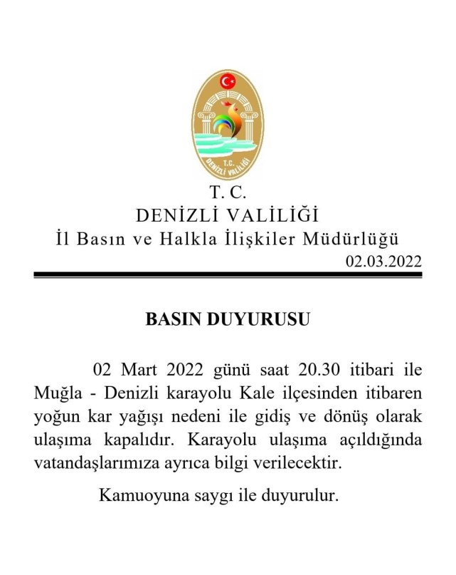Muğla-Denizli yolu da ulaşıma kapandı