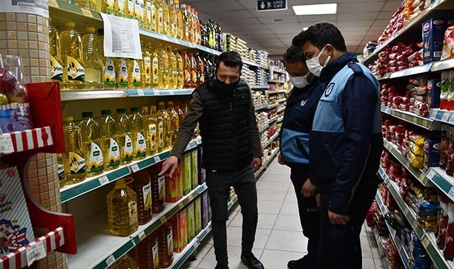 Zabıta ekiplerinden marketlerde yağ denetimi