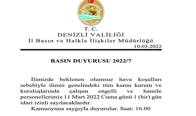 Engelli ve hamileler yarın izinli