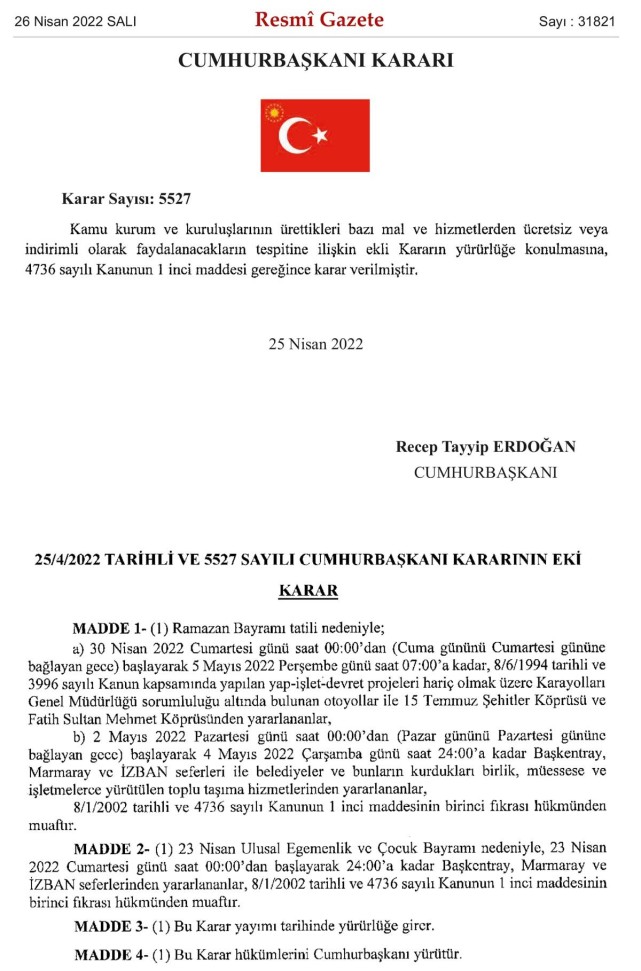 Bayramda ücretsiz köprü ve otoyollar açıklandı