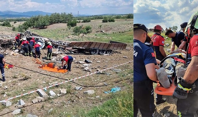 Hurdaya dönen tırdan şans eseri kurtuldu