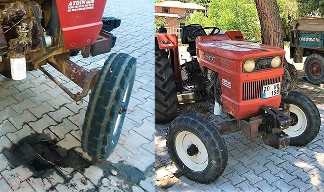 Acemi kundakçı çam kozalağıyla traktörü ateşe vermeye çalıştı