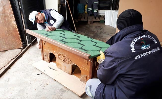 Ahşap atıklar Pamukkale'de kedilere ev oluyor