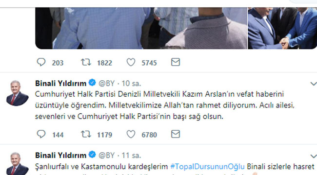AİLESİNE VE CHP'YE BAŞSAĞLIĞI MESAJI