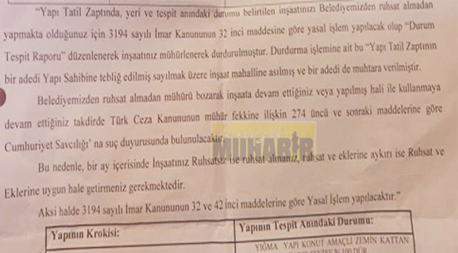 O İLÇEDE BAHÇE EVİ YAPANA CEZA!