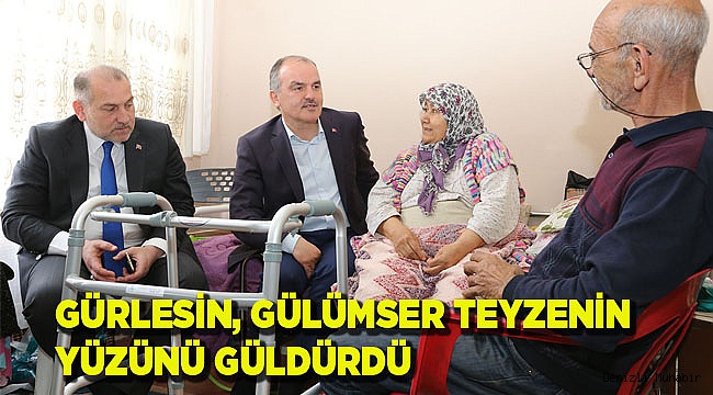 BAŞKAN GÜRLESİN GÜLÜMSER TEYZENİN YÜZÜNÜ GÜLDÜRDÜ