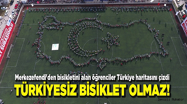 Merkezefendi'den bisikletini alan öğrenciler Türkiye haritasını çizdi