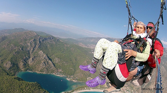 87 yaşında paraşütle atlayan Halime nine fenomen oldu