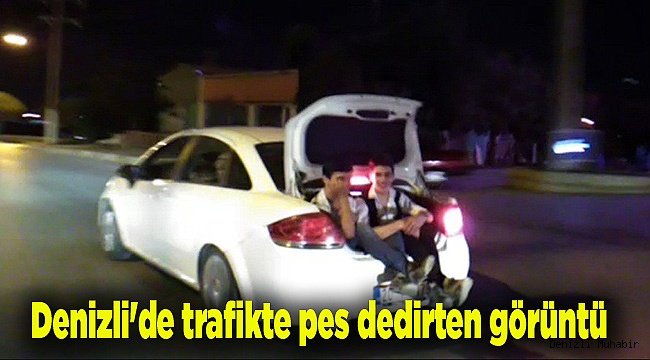 Denizli'de trafikte pes dedirten görüntü