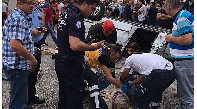 Otomobil yolda takla attı: 4 yaralı