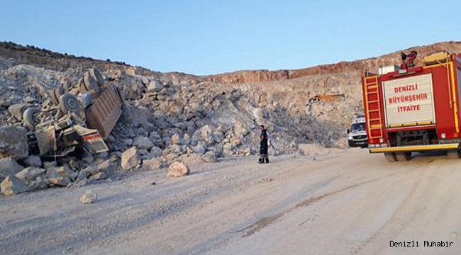 HAFRİYAT KAMYONU DEVRİLDİ:1 ÖLÜ