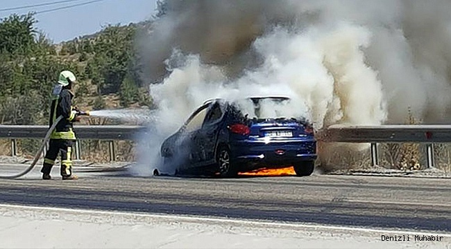 SEYİR HALİNDEKi ARAÇ ALEVLERE TESLİM OLDU