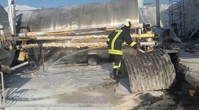 ASFALT ŞANTİYESİNDE YANGIN ÇIKTI