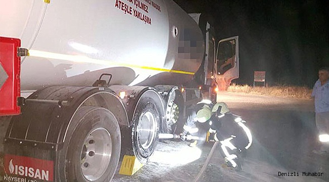 LPG TANKERİNİN LASTİĞİ ALEV ALDI