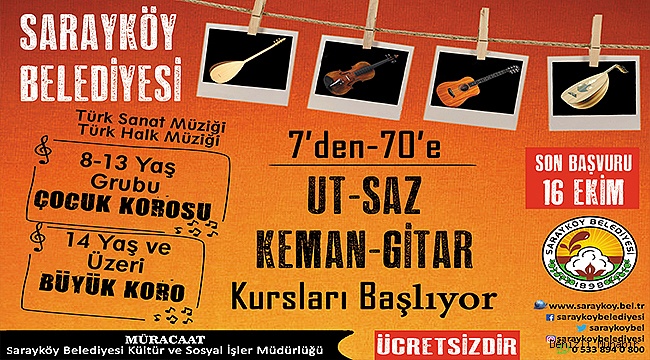 SARAYKÖY BELEDİYESİ’NDEN 7’DEN 70’E MÜZİK KURSU