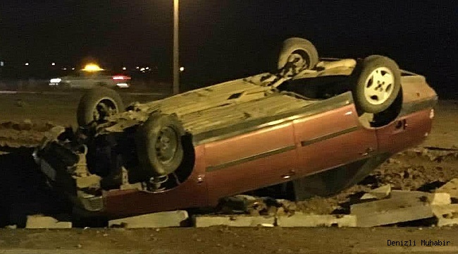 Takla atarak, ters dönen otomobilden kendi imkanlarıyla çıktı
