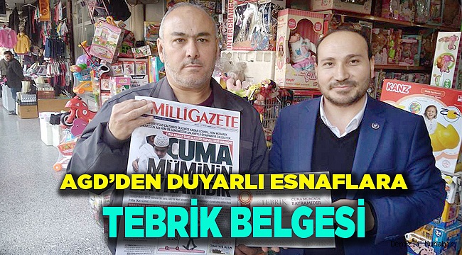 AGD’DEN DUYARLI ESNAFLARA TEBRİK BELGESİ 