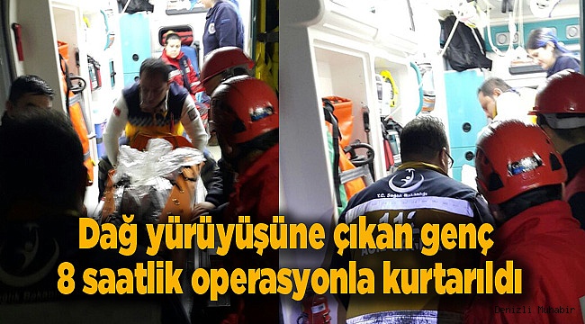 Dağ yürüyüşüne çıkan genç 8 saatlik operasyonla kurtarıldı