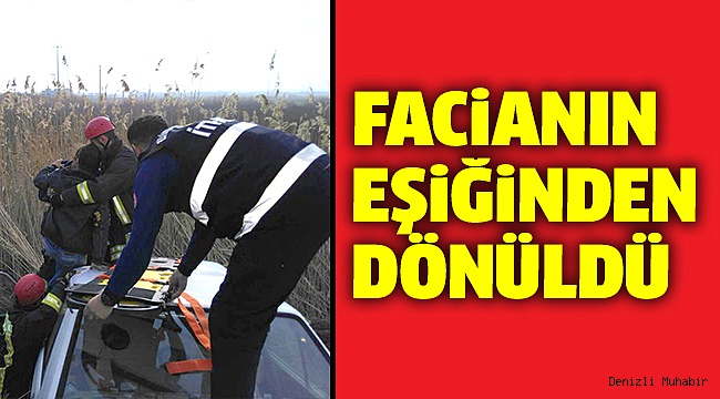 KONTROLDEN ÇIKAN OTOMOBİL TARLAYA UÇTU