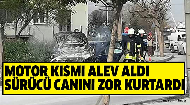 OTOMOBİL ALEVLERE TESLİM OLDU