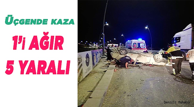 Kontrolden çıkan otomobil takla attı: 1'i ağır 5 yaralı