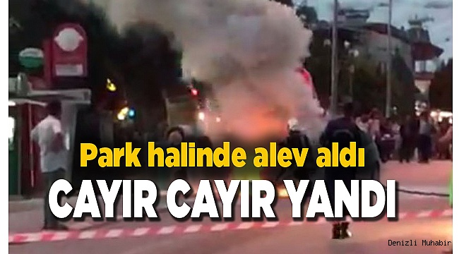 Seyir halindeki otomobil alev alev yandı