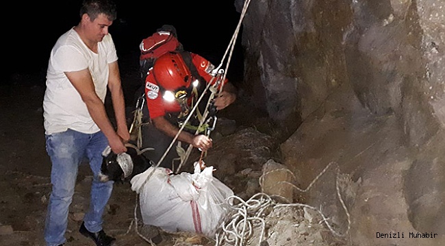 DENİZLİ AKUT’TAN KEÇİ KURTARMA OPERASYONU