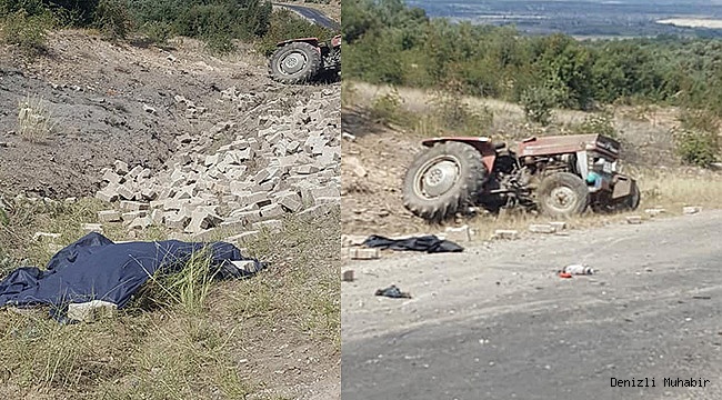 Freni boşalan traktör şarampole devrildi: 1 ölü, 1 yaralı