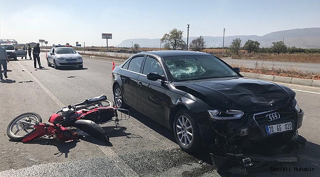 Otomobille çarpışan motosikletin sürücüsü öldü