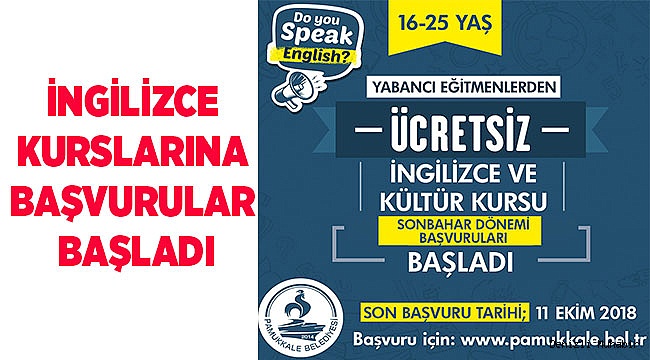 PAMUKKALE BELEDİYESİ’NİN İNGİLİZCE KURSLARINA BAŞVURULAR BAŞLADI